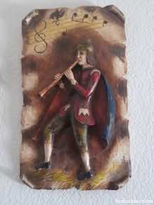Arte: Bonito bajo relieve de madera policromada, mide 50x30 cm
